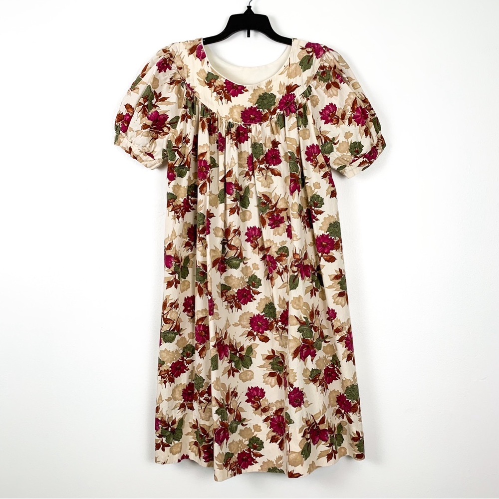 Vintage house dress handmade mid-century floral babydoll dress, size xs-small